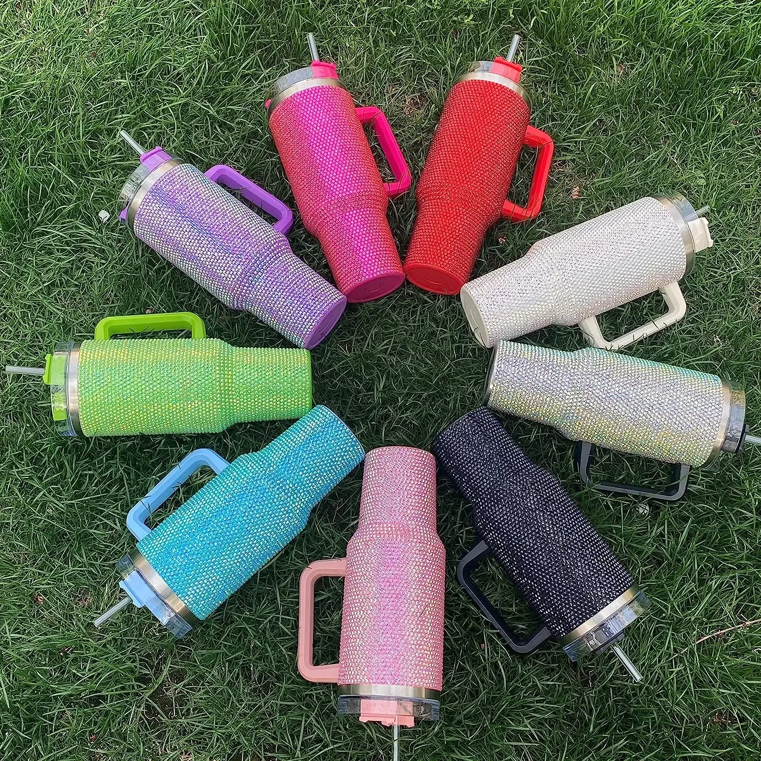 40oz Diamond Handle Tumbler Cow Leopard Printed Modern Tumbler Insulated Cup Reusable Stainless Steel Water Bottle Travel Mug