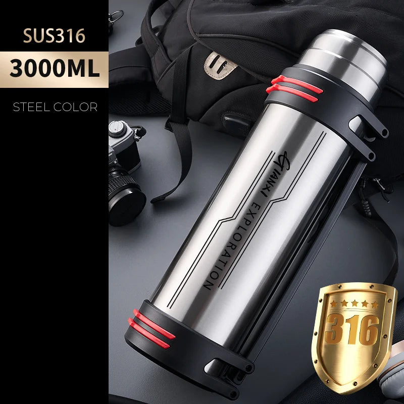 GIANXI Large Capacity Vacuum Flasks Stainless Steel Thermos Bottle Outdoor Travel Keeping Warm And Cold Water Bottle