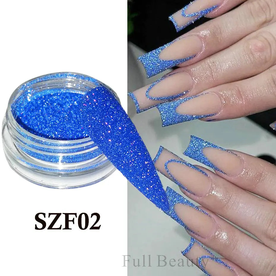 1Box Sparkling Diamond Nail Powder Laser Silver Reflective Glitter Sequin Shiny Nail Art Dipping Powder Holographic Dust NFSZF