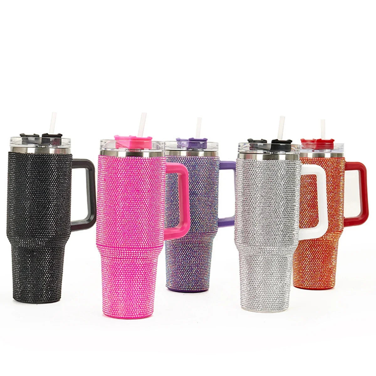 40oz Diamond Handle Tumbler Cow Leopard Printed Modern Tumbler Insulated Cup Reusable Stainless Steel Water Bottle Travel Mug