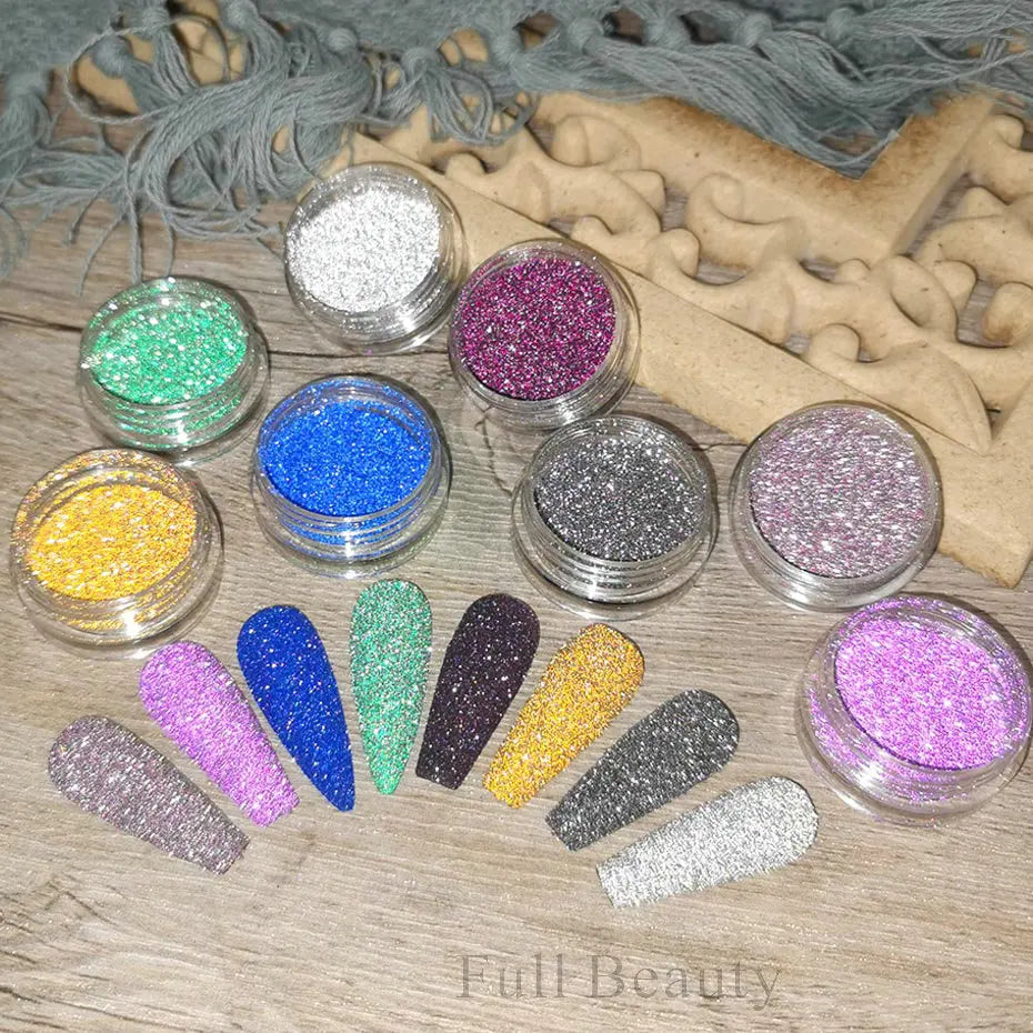 1Box Sparkling Diamond Nail Powder Laser Silver Reflective Glitter Sequin Shiny Nail Art Dipping Powder Holographic Dust NFSZF