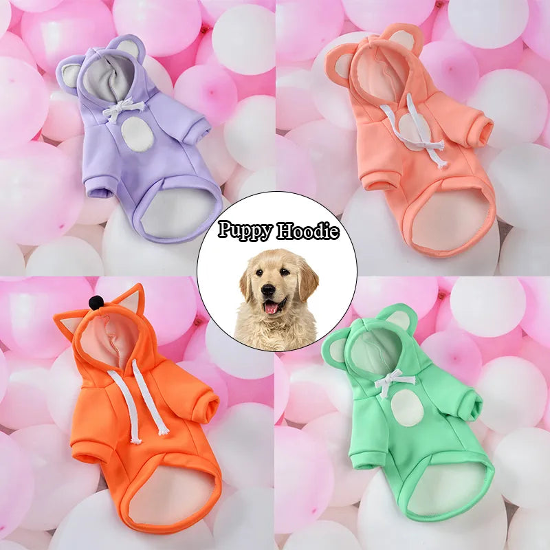 Dog Hoodie Ear Solid Color Thick Dog Clothes Puppy Chihuahua Costume Small and Medium Dogs Hoodie Pet Supplies
