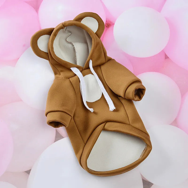 Dog Hoodie Ear Solid Color Thick Dog Clothes Puppy Chihuahua Costume Small and Medium Dogs Hoodie Pet Supplies