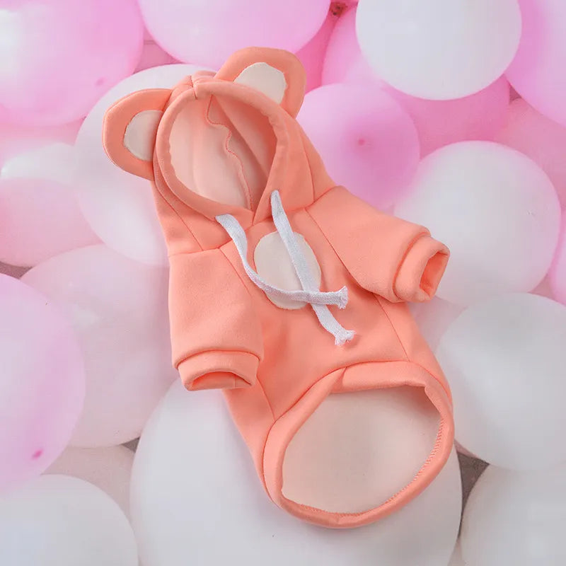 Dog Hoodie Ear Solid Color Thick Dog Clothes Puppy Chihuahua Costume Small and Medium Dogs Hoodie Pet Supplies