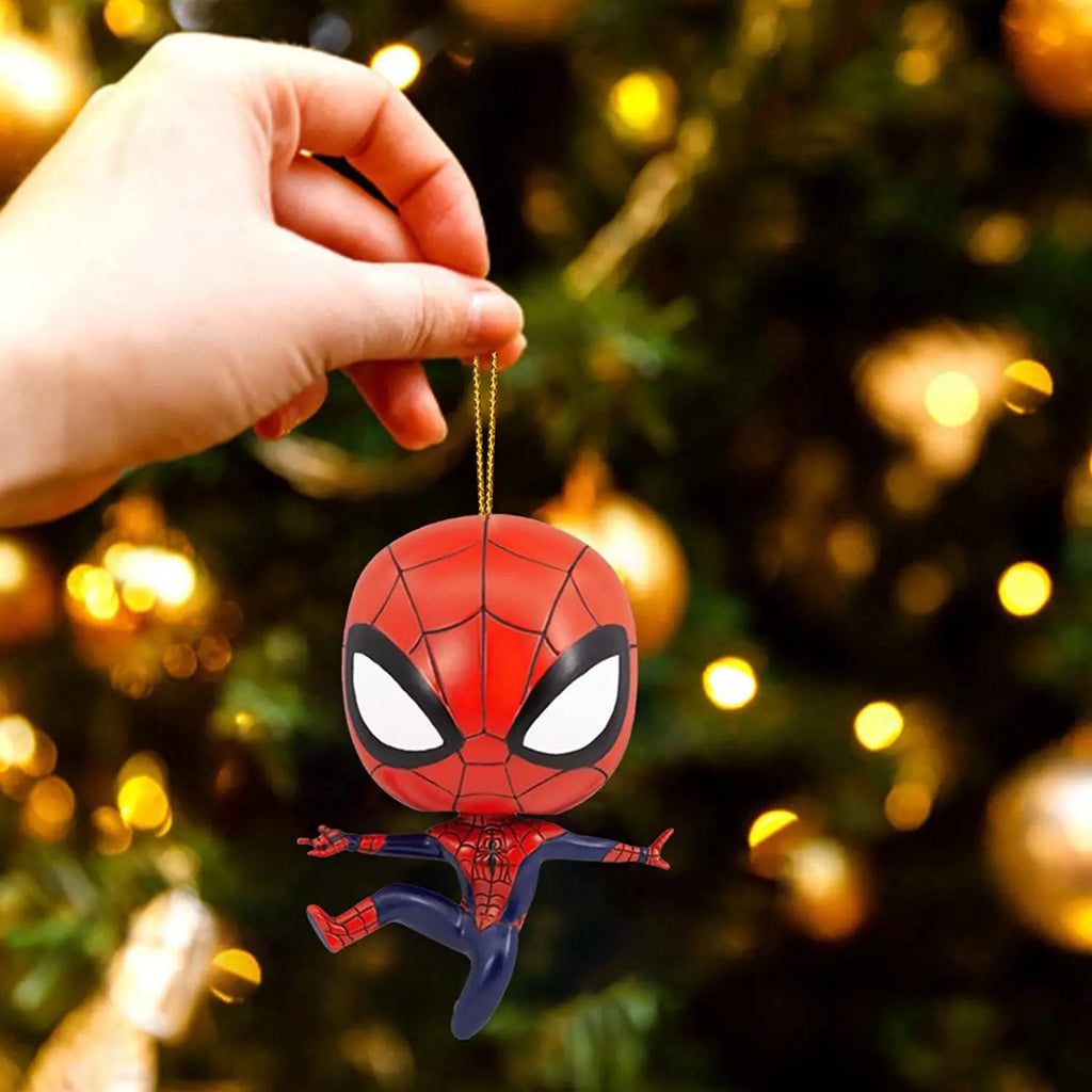 Disney Marvel Christmas Pendant Hanging Ornaments Cartoon Action Figure Spider Man Iron Man Christmas Party Decoration for Home
